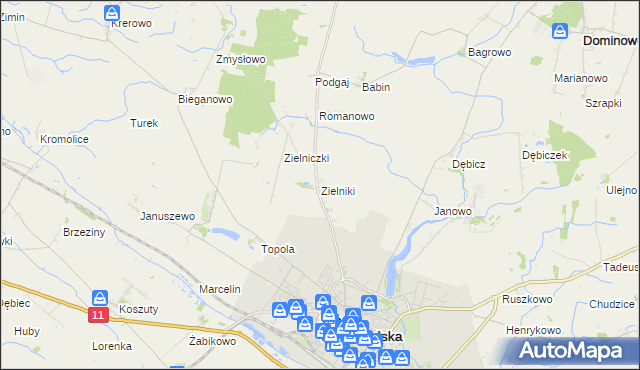 mapa Zielniki, Zielniki na mapie Targeo