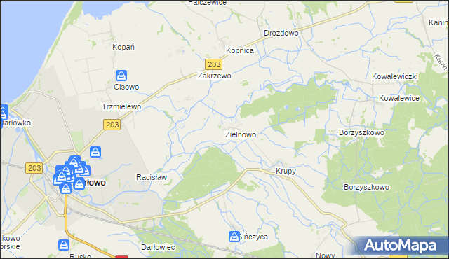 mapa Zielnowo gmina Darłowo, Zielnowo gmina Darłowo na mapie Targeo