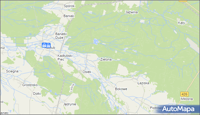 mapa Zielona gmina Jemielnica, Zielona gmina Jemielnica na mapie Targeo