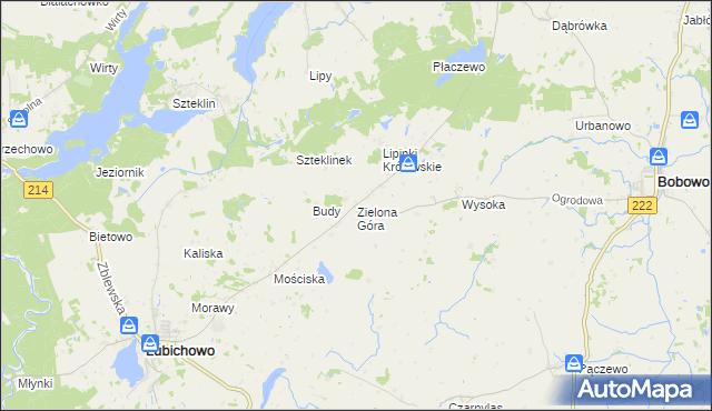 mapa Zielona Góra gmina Lubichowo, Zielona Góra gmina Lubichowo na mapie Targeo
