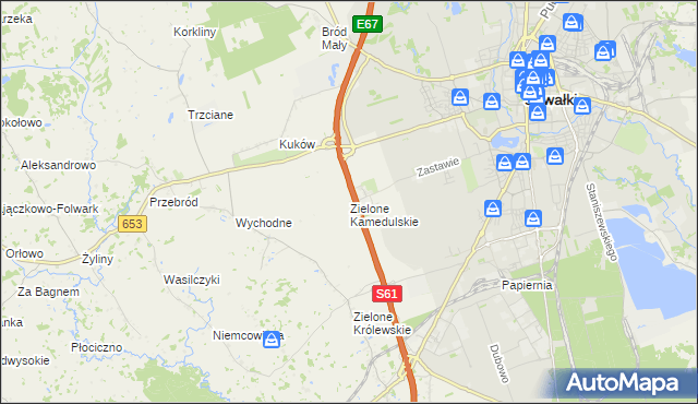 mapa Zielone Kamedulskie, Zielone Kamedulskie na mapie Targeo