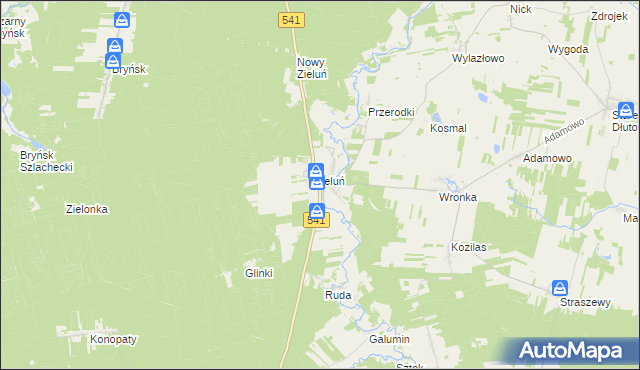 mapa Zieluń-Osada, Zieluń-Osada na mapie Targeo