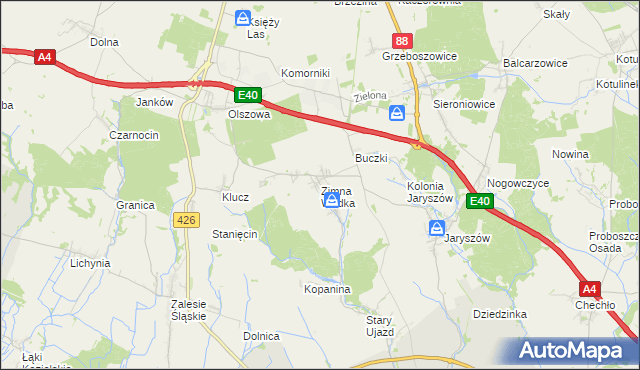 mapa Zimna Wódka, Zimna Wódka na mapie Targeo