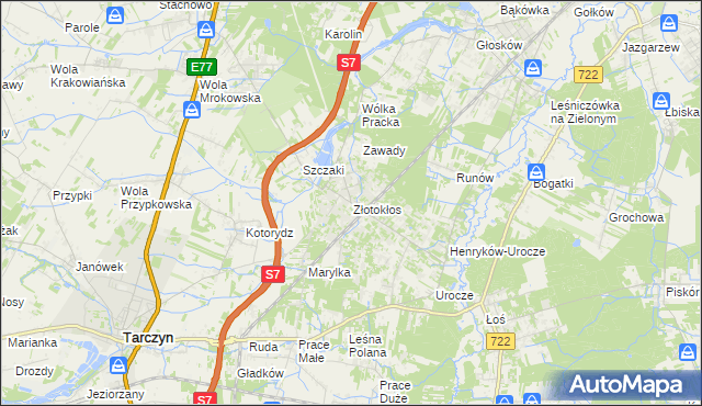 mapa Złotokłos, Złotokłos na mapie Targeo