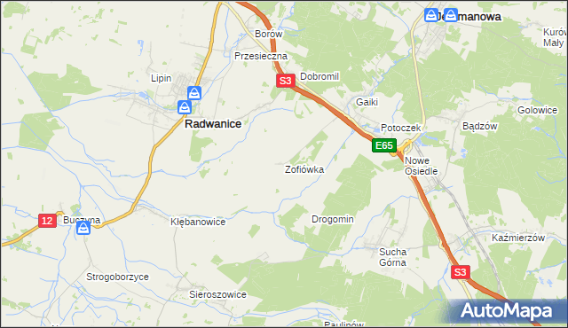 mapa Zofiówka gmina Jerzmanowa, Zofiówka gmina Jerzmanowa na mapie Targeo