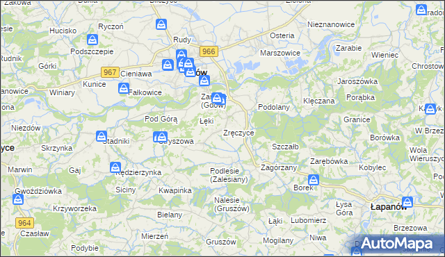 mapa Zręczyce, Zręczyce na mapie Targeo