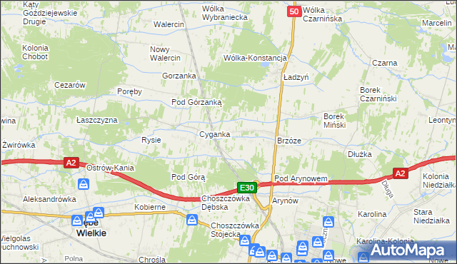 mapa Żuków gmina Mińsk Mazowiecki, Żuków gmina Mińsk Mazowiecki na mapie Targeo