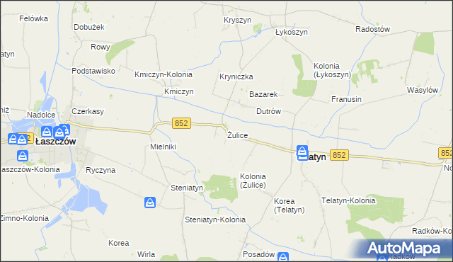 mapa Żulice, Żulice na mapie Targeo