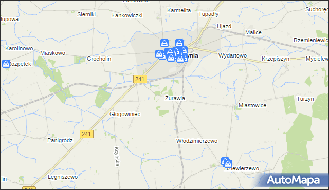 mapa Żurawia gmina Kcynia, Żurawia gmina Kcynia na mapie Targeo