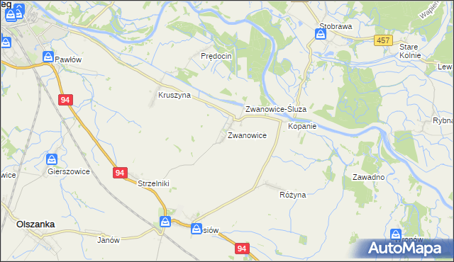 mapa Zwanowice gmina Skarbimierz, Zwanowice gmina Skarbimierz na mapie Targeo