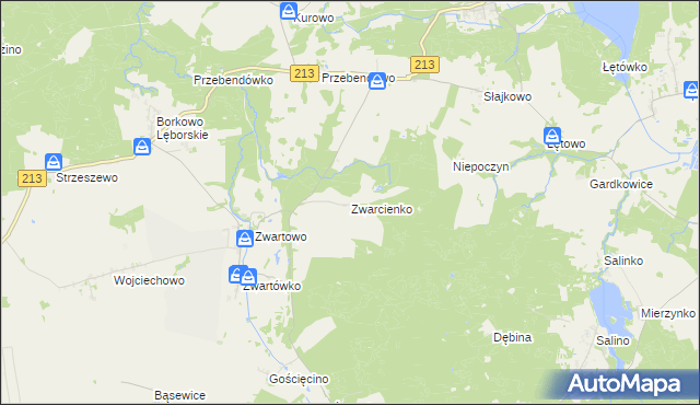 mapa Zwarcienko, Zwarcienko na mapie Targeo