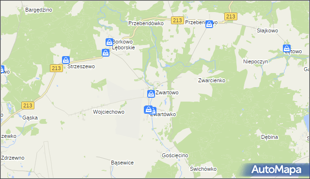 mapa Zwartowo gmina Choczewo, Zwartowo gmina Choczewo na mapie Targeo