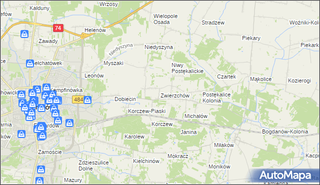 mapa Zwierzchów, Zwierzchów na mapie Targeo