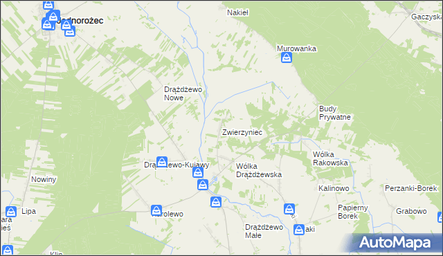 mapa Zwierzyniec gmina Krasnosielc, Zwierzyniec gmina Krasnosielc na mapie Targeo