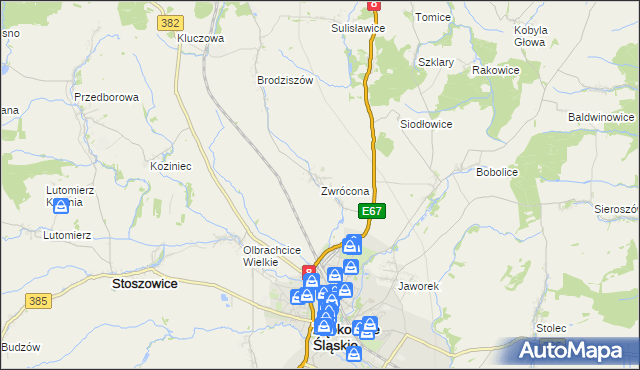 mapa Zwrócona, Zwrócona na mapie Targeo
