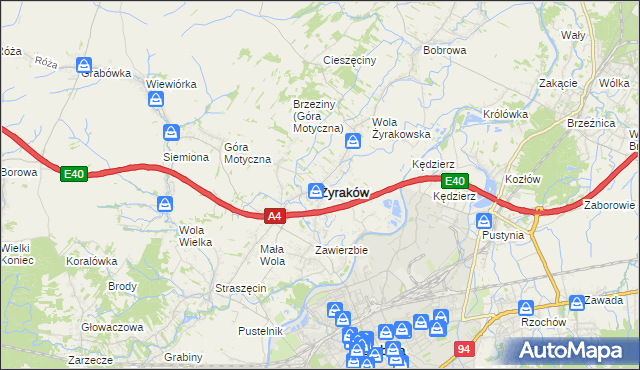 mapa Żyraków, Żyraków na mapie Targeo