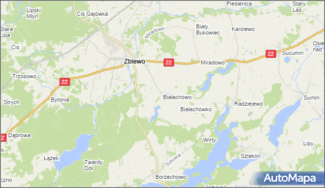 mapa Białachowo, Białachowo na mapie Targeo