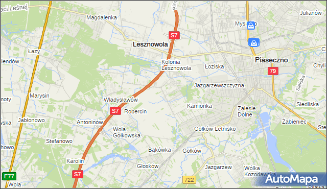 mapa Bobrowiec gmina Piaseczno, Bobrowiec gmina Piaseczno na mapie Targeo