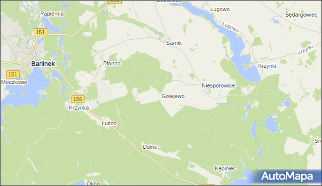 mapa Golejewo gmina Pełczyce, Golejewo gmina Pełczyce na mapie Targeo
