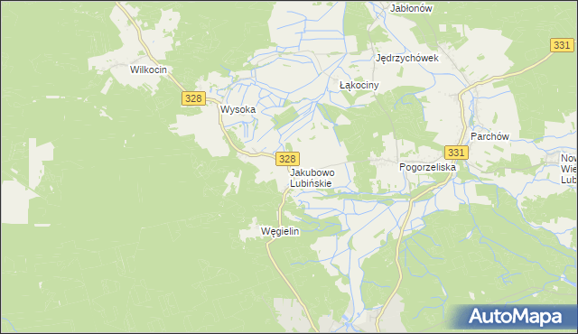 mapa Jakubowo Lubińskie, Jakubowo Lubińskie na mapie Targeo
