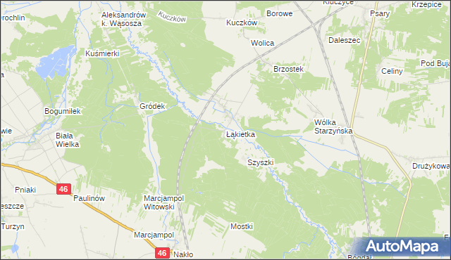 mapa Łąkietka, Łąkietka na mapie Targeo