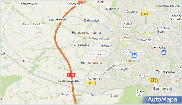 mapa Lipniak gmina Konopnica, Lipniak gmina Konopnica na mapie Targeo