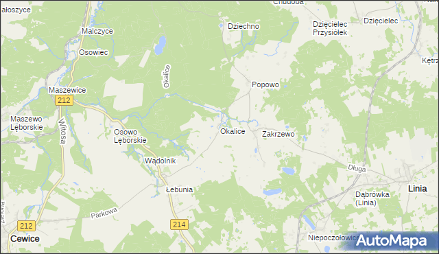 mapa Okalice, Okalice na mapie Targeo