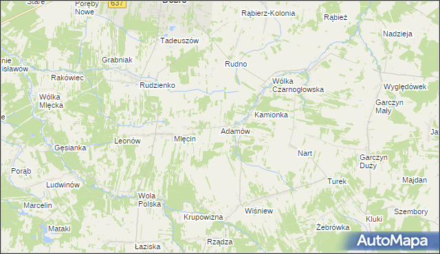 mapa Adamów gmina Dobre, Adamów gmina Dobre na mapie Targeo