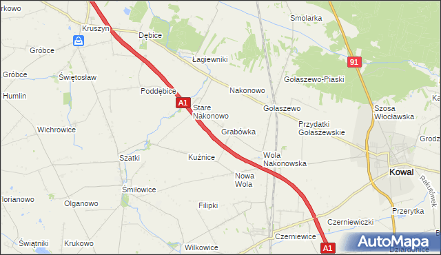 mapa Grabówka gmina Choceń, Grabówka gmina Choceń na mapie Targeo