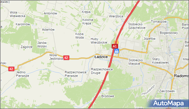 mapa Ładzice, Ładzice na mapie Targeo