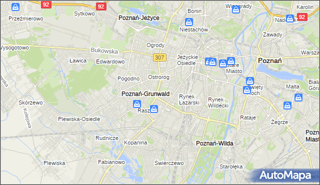 mapa Łazarz gmina Poznań, Łazarz gmina Poznań na mapie Targeo