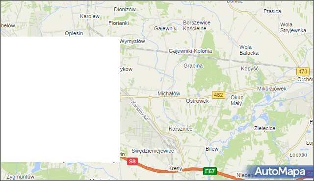 mapa Michałów gmina Zduńska Wola, Michałów gmina Zduńska Wola na mapie Targeo