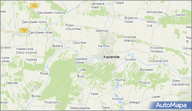 mapa Miechów gmina Kazanów, Miechów gmina Kazanów na mapie Targeo