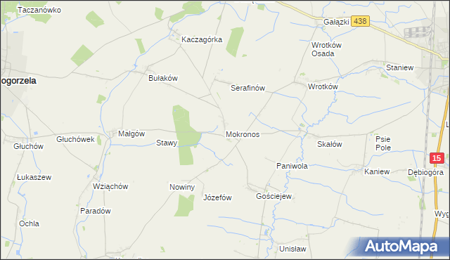 mapa Mokronos gmina Koźmin Wielkopolski, Mokronos gmina Koźmin Wielkopolski na mapie Targeo