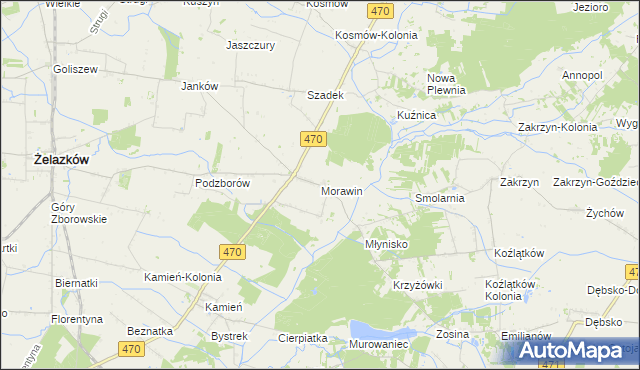 mapa Morawin gmina Ceków-Kolonia, Morawin gmina Ceków-Kolonia na mapie Targeo