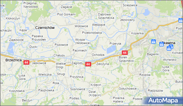 mapa Ochodza gmina Skawina, Ochodza gmina Skawina na mapie Targeo