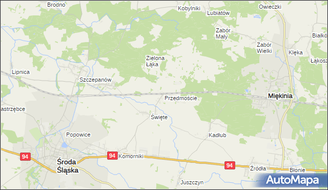 mapa Przedmoście gmina Środa Śląska, Przedmoście gmina Środa Śląska na mapie Targeo