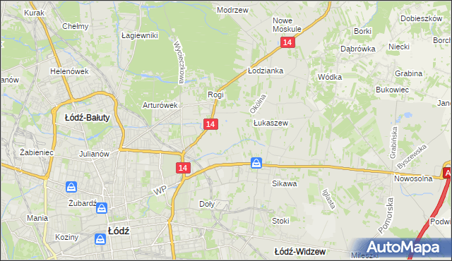 mapa Różki gmina Łódź, Różki gmina Łódź na mapie Targeo