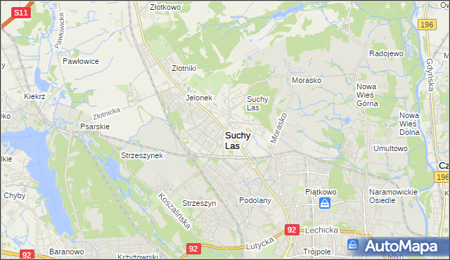 mapa Suchy Las powiat poznański, Suchy Las powiat poznański na mapie Targeo