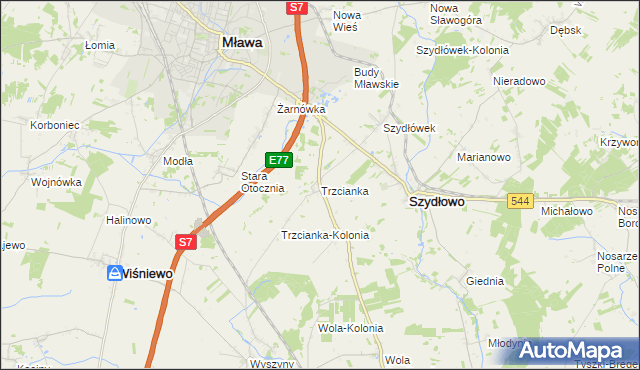 mapa Trzcianka gmina Szydłowo, Trzcianka gmina Szydłowo na mapie Targeo