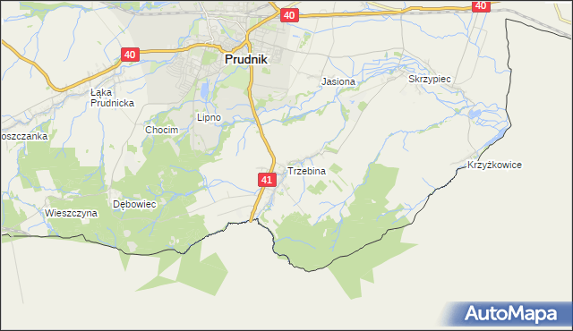 mapa Trzebina gmina Lubrza, Trzebina gmina Lubrza na mapie Targeo