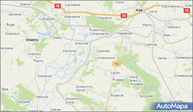 mapa Umianowice, Umianowice na mapie Targeo