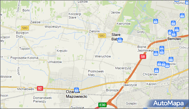 mapa Wieruchów, Wieruchów na mapie Targeo