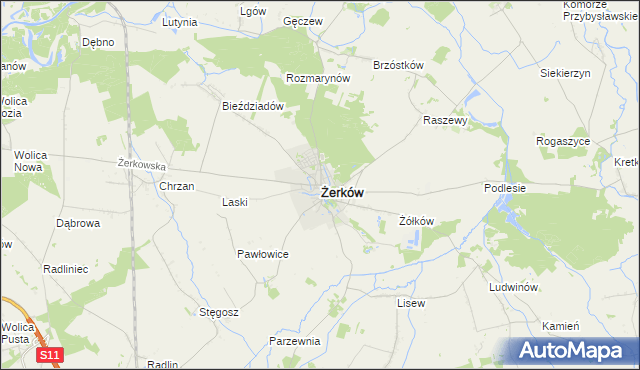 mapa Żerków powiat jarociński, Żerków powiat jarociński na mapie Targeo