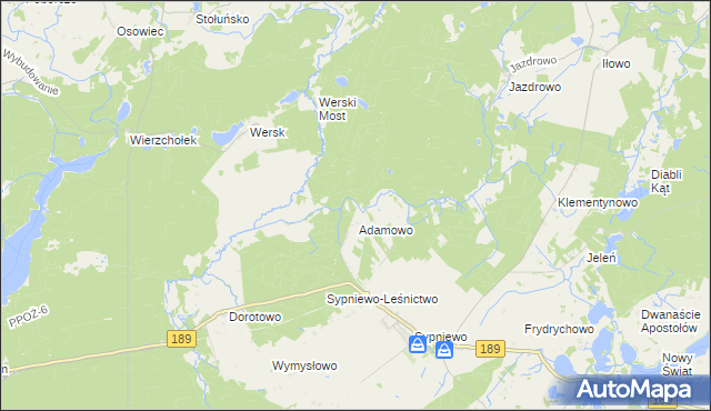 mapa Adamowo-Leśnictwo, Adamowo-Leśnictwo na mapie Targeo