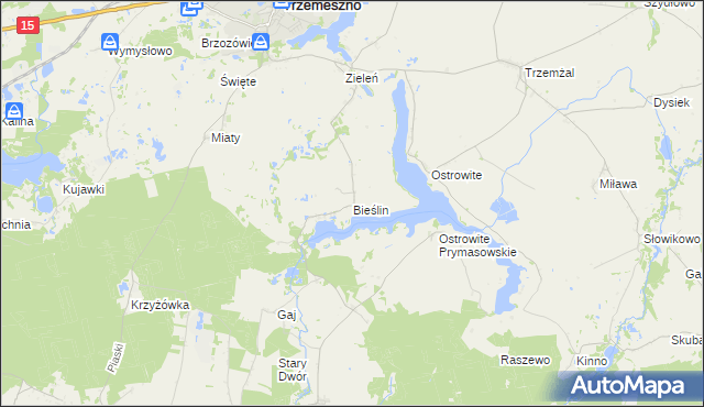 mapa Bieślin, Bieślin na mapie Targeo