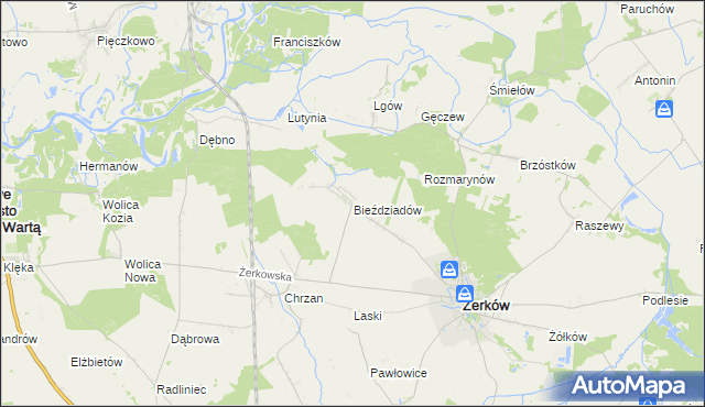 mapa Bieździadów, Bieździadów na mapie Targeo