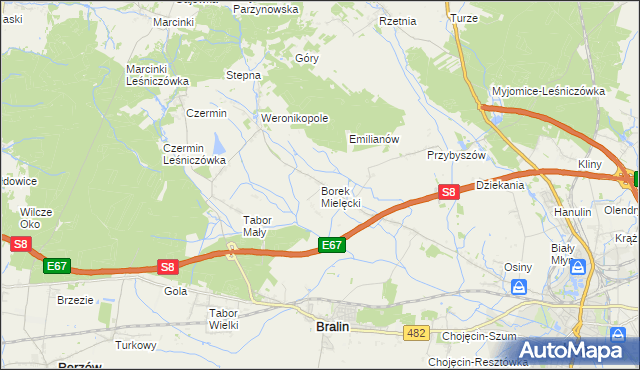 mapa Borek Mielęcki, Borek Mielęcki na mapie Targeo