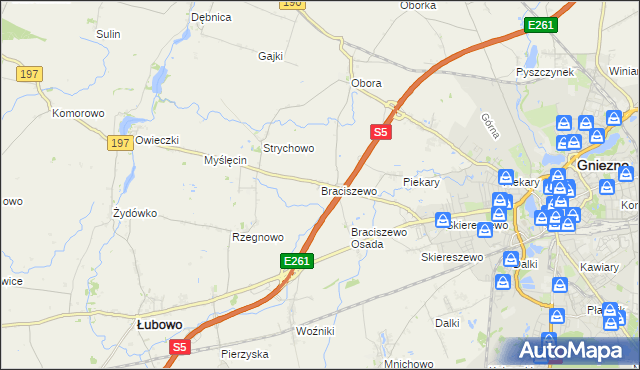 mapa Braciszewo, Braciszewo na mapie Targeo