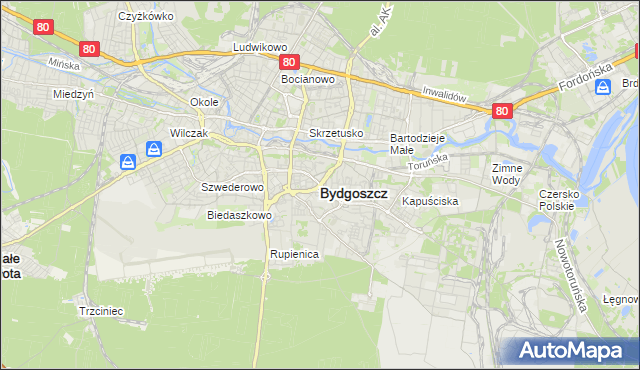 mapa Bydgoszczy, Bydgoszcz na mapie Targeo